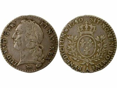 France Louis XV - 1/20 Silver Ecu, with Headband - 1740 A Paris