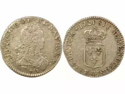 France Louis XV - 1/6 Ecu Argent, Ecu de France - 1721 R Orl�ans, R�form�