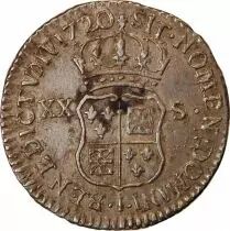 France Louis XV - 1/6 Ecu Argent France-Navarre 1720 I Limoges