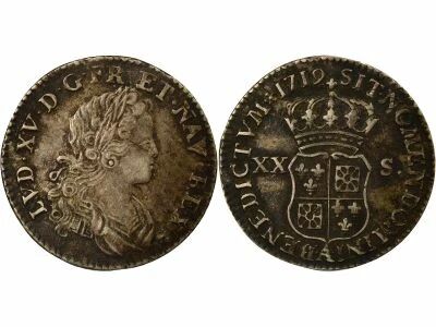 France Louis XV - 20 Sols de France-Navarre - 1719 A Paris