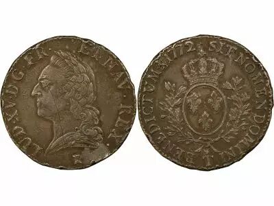 France Louis XV - Ecu Argent, � la Vieille T�te - 1772/1 T Nantes