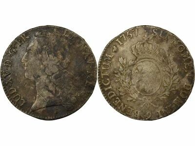France Louis XV - Ecu Argent, au Bandeau - 1757 9 Rennes