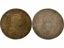 France Louis XV - Ecu Argent, Vertugadin - 1716 9 Rennes