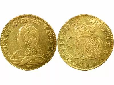 France Louis XV - Gold Louis, Dressed up Bust - 1728 A Paris