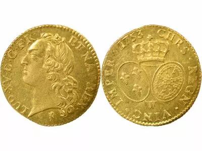 France Louis XV - Gold Louis, with Headband - 1753 W Lille