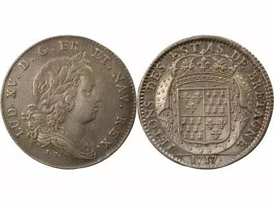 France Louis XV - Jeton Argent, Etats de Bretagne - 1717 Dinan