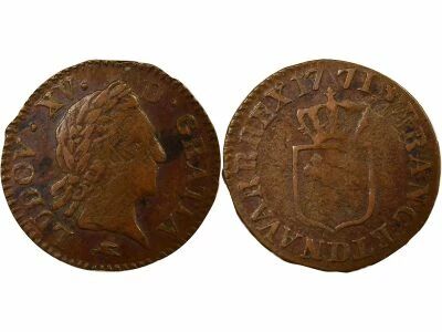 France Louis XV - Liard � la Vieille T�te - 1771 D Lyon