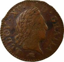 France Louis XV - Liard &agrave; la Vieille T&ecirc;te - 1771 D Lyon