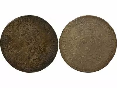 France Louis XV - Silver Ecu, with Dressed up Bust - 1726 K Bordeaux