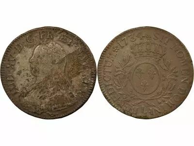France Louis XV - Silver Ecu, with Dressed up Bust - 1734 L Bayonne
