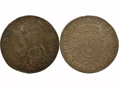 France Louis XV - Silver Ecu, with Dressed up Bust - 1735 E Tours