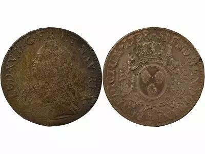 France Louis XV - Silver Ecu, with Dressed up Bust - 1738 E Tours