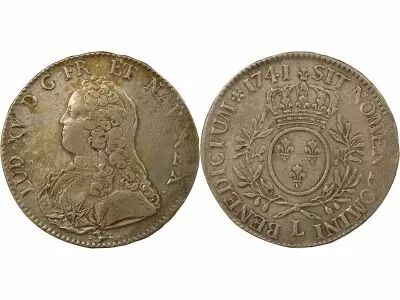 France Louis XV - Silver Ecu, with Dressed up Bust - 1741/0 L Bayonne