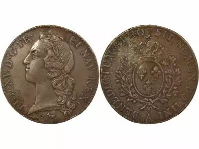 France Louis XV - Silver Ecu, with Headband - 1740 A Paris