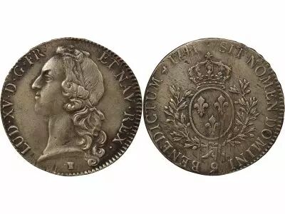 France Louis XV - Silver Ecu, with Headband - 1741 9 Rennes