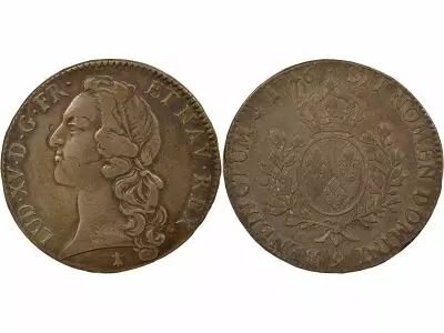 France Louis XV - Silver Ecu, with Headband - 1746 9 Rennes