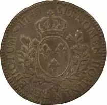 France Louis XV - Silver Ecu, with Headband - 1747 N Montpellier