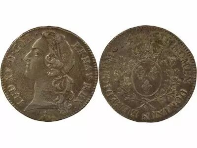 France Louis XV - Silver Ecu, with Headband - 1748 N Montpellier