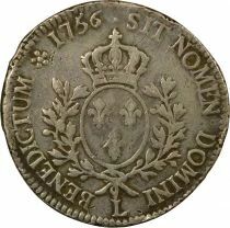 France Louis XV - Silver Ecu, with Headband - 1756 L Bayonne