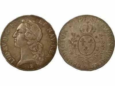 France Louis XV - Silver Ecu, with Headband - 1757 9 Rennes