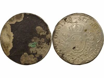 France Louis XV - Silver Ecu, with Headband - 1758 BB Strasbourg, Treasure Trove of the Sauvionni�res