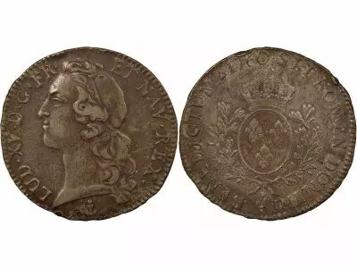 France Louis XV - Silver Ecu, with Headband - 1760 P Dijon