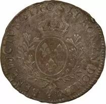 France Louis XV - Silver Ecu, with Headband - 1760 P Dijon