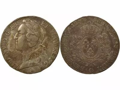 France Louis XV - Silver Ecu, with Headband - 1761 O Riom