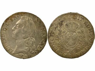 France Louis XV - Silver Ecu, with Headband - 1762 L Bayonne
