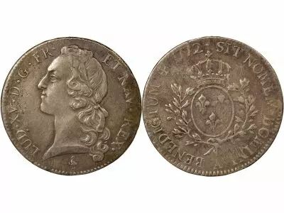 France Louis XV - Silver Ecu, with Headband - 1772 A Paris