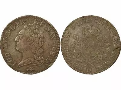 France Louis XV - Silver Ecu, with Old Bust - 1771 D Lyon