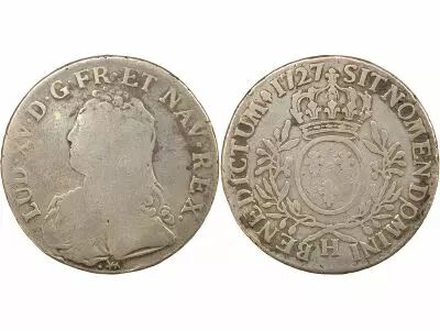 France Louis XV - Silver Ecu with Dressed up Bust - 1727 H La Rochelle