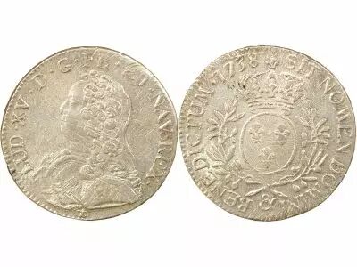 France Louis XV - Silver Ecu with Dressed up Bust - 1738 Aix-en-Provence