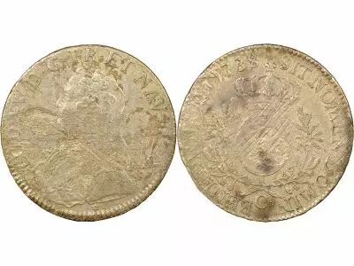 France Louis XV - Silver Ecu with Dressed up Bust - 1738 C Caen