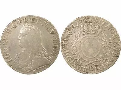 France Louis XV - Silver Ecu with Dressed up Bust - 1738 D Lyon