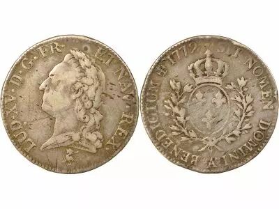 France Louis XV - Silver Ecu with Old Head - 1772 A Paris