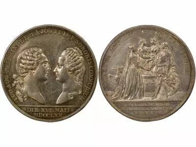 France Louis XV - Silver Medal, Wedding of Louis XVI & Marie-Antoinette - 1770