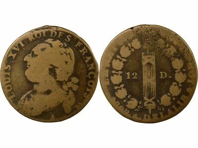 France Louis XVI - 12 Deniers with Fasces - 1792 A Paris