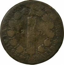 France Louis XVI - 12 Deniers with Fasces - 1792 BB Strasbourg