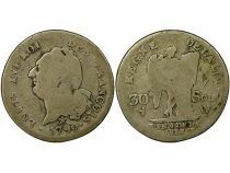 France Louis XVI - 30 Sols Argent, au G&eacute;nie - 1792 W Lille