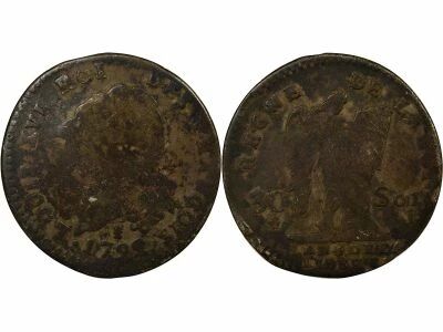 France Louis XVI - 30 Sols with Genius - 1792 A Paris