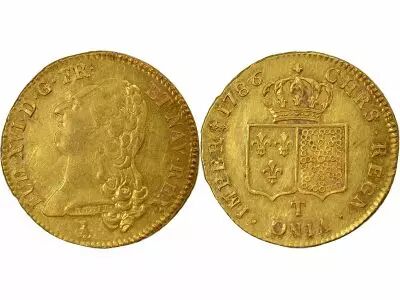 France Louis XVI - Double Gold Louis, Bare Head - 1786 T Nantes