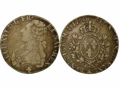 France Louis XVI - Ecu Argent, au Buste Habill� - 1790 A Paris