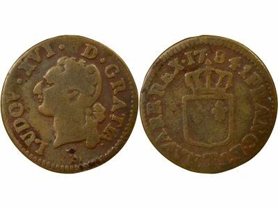 France Louis XVI - Liard with Shield - 1784 T Nantes