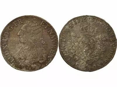France Louis XVI - Silver Ecu, dressed up Bust - 1775 L Bayonne