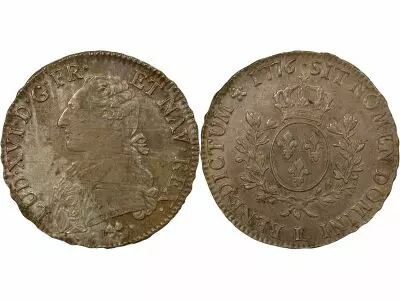 France Louis XVI - Silver Ecu, dressed up Bust - 1776 L Bayonne