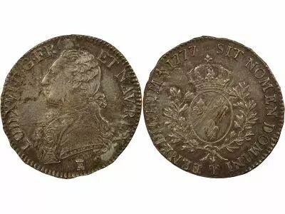 France Louis XVI - Silver Ecu, dressed up Bust - 1777 T Nantes