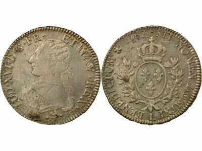 France Louis XVI - Silver Ecu, with Dressed up Bust - 1783 L Bayonne