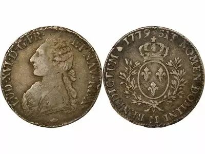 France Louis XVI - Silver Ecu, with Olive Branches - 1779 M Toulouse
