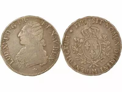 France Louis XVI - Silver Ecu with Dressed up Bust - 1787 M Toulouse